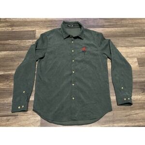 Shein Men's Small Manfinity‎ Button Up Long Sleeve Shirt Red Rose, Green